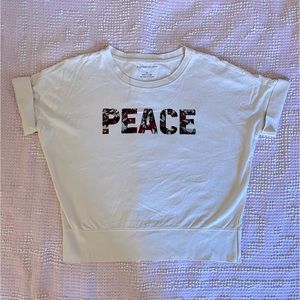 NWOT Anthropologie Maeve “peace” cropped tee
